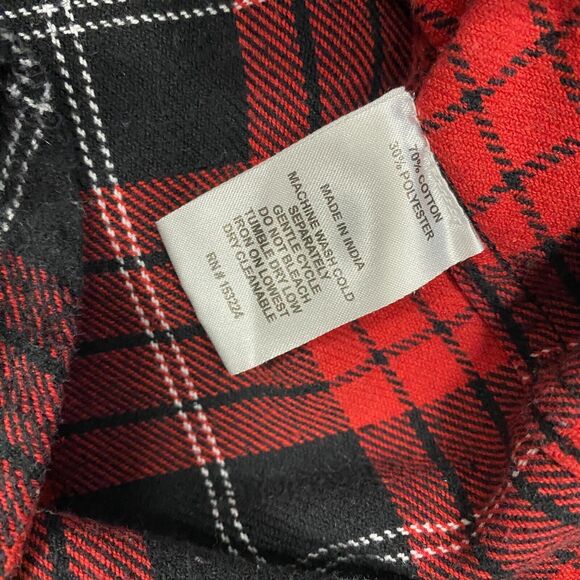 Rainforest Shirt Mens L Red Plaid Flannel Shacket Cotton Button Up Lumberjack - Picture 6 of 9